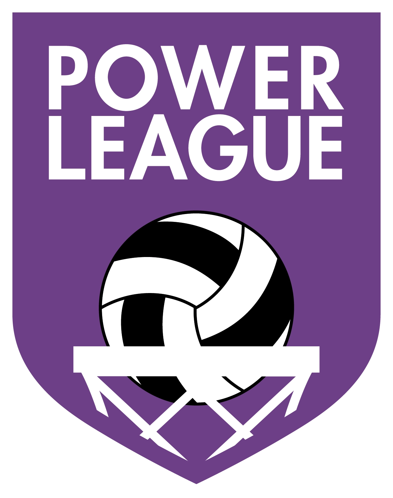 A purple shield logo with the text 