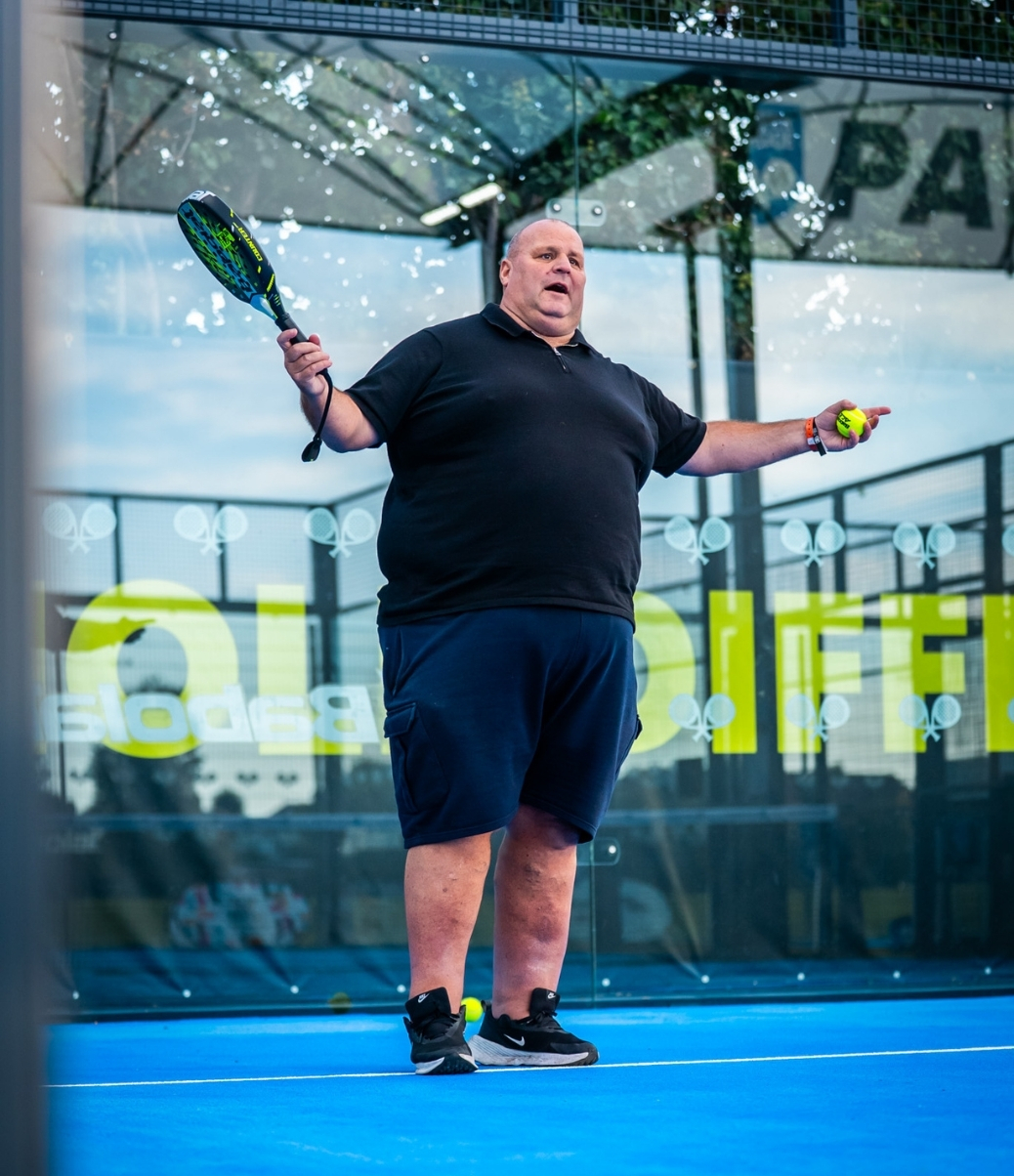 'Big John' playing Padel at Powerleague Romford.